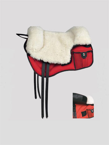BAREBACK PAD - FULL SHEEPSKIN SEAT, NEOPRENE & AIR MESH w/ STIRRUP BARS